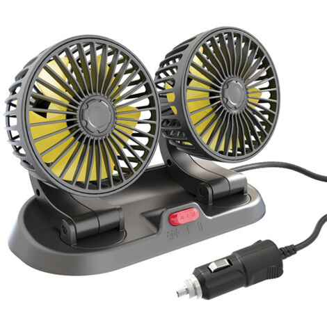 Ventola di raffreddamento per auto, connettore accendisigari a doppia testa regolabile, circolatore d'aria multifunzionale per veicoli a 12V