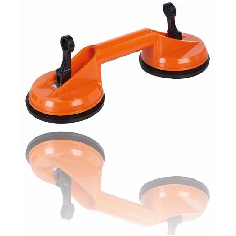 Trade Shop Traesio - Ventosa Doppia Aspirazione Vetro 155mm Portata 100/85 Kg Ripara Ammaccature -