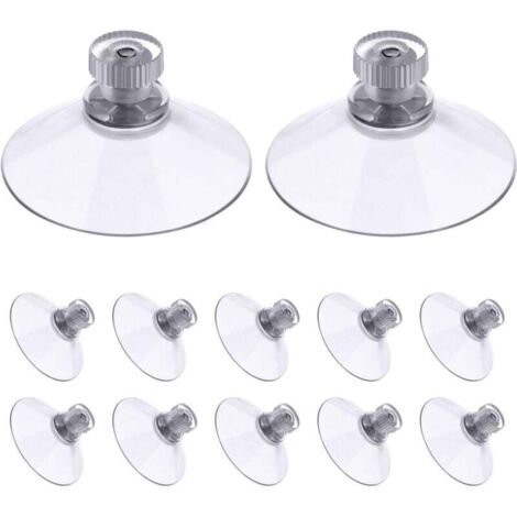 Ventosas de rosca, 12 unidades de 50 mm transparentes con rosca, ventosas de plástico PVC extrafuertes para colgar cortinas, aislantes, para autocaravanas, ventanas, baños y furgonetas.