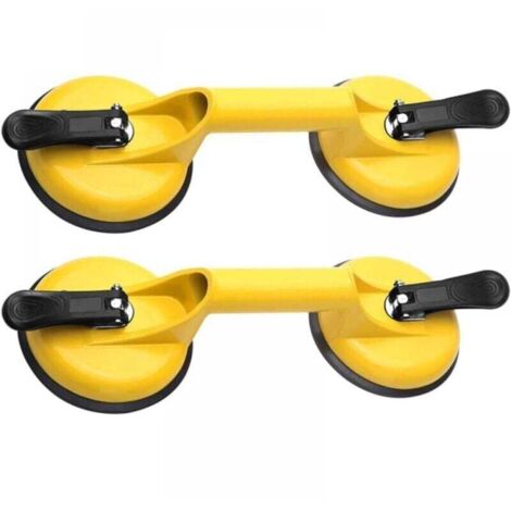 Ventosas de vidrio (2 unidades), extractor de abolladuras para coches, mango de succión al vacío, robusto, apto para placas de vidrio, azulejos y granito, extractor de elevación, ventosa activa doble.