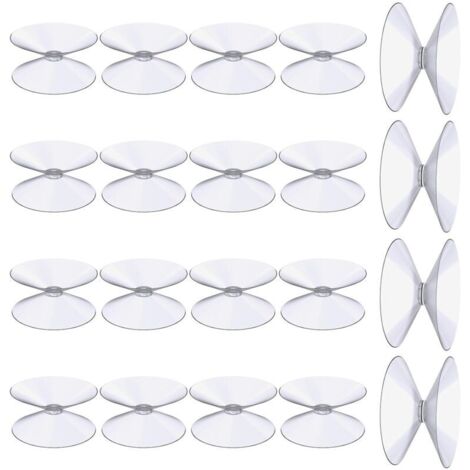 Ventose bifacciali, 20 pezzi, ventose trasparenti da 3 cm, ventose isolanti in PVC extra resistenti per appendere tende, specchi da tavolo in vetro e specchi da bagno.