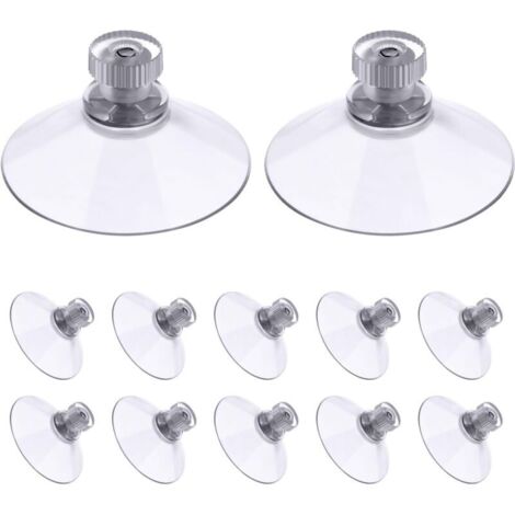 Ventouse a visser, 12 Pièces 50mm Ventouses Transparentes avec Filetage, Extra Fortes PVC Plastique Suspension Rideau Isolant Ventouse pour Camping Car, Fenêtre, Salle de Bain, Van