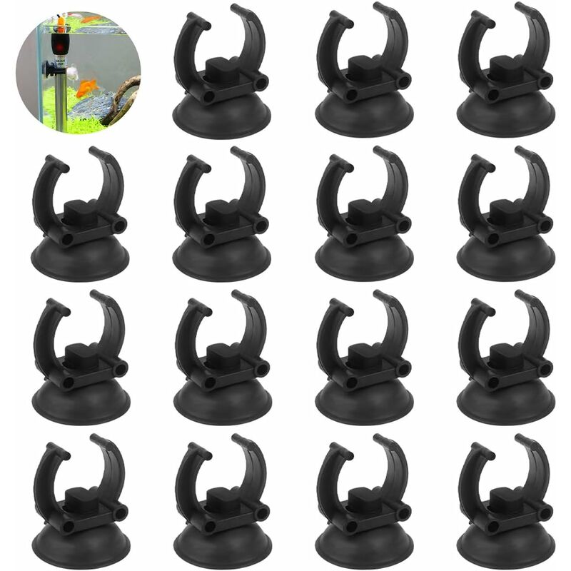 Ventouse Aquarium 24 Pièces Ventouse Aquarium Support Clips pour Chauffage Ventouse Aquarium Plastique Noir pour Tube d'eau