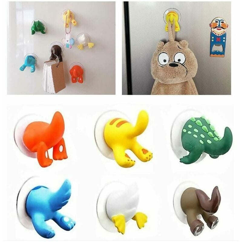 Ahlsen - Ventouse crochet queue d'animal de dessin animé Ventouse pour enfants Crochet ventouse non perforé Crochet ventouse étanche pour cuisine et