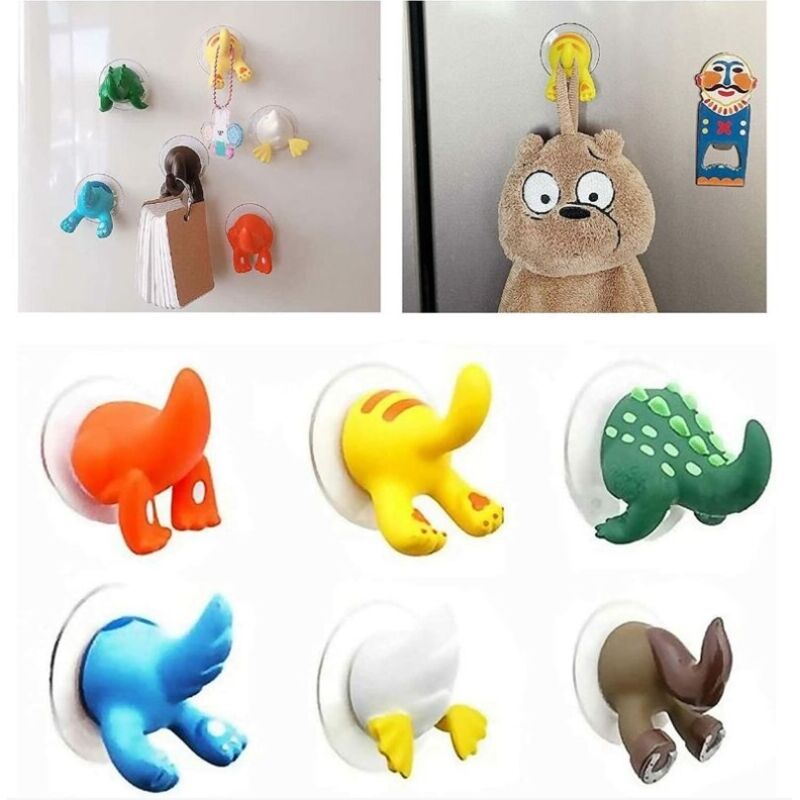 Ventouse crochet queue d'animal de dessin animé Ventouse pour enfants Crochet ventouse non perforé Crochet ventouse étanche pour cuisine et salle de