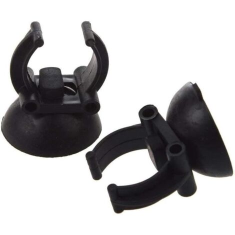 Ventouse Fish Tank Aquarium Chauffage Caoutchouc Clip Airline Tubing Porte- Verre Noir 2 PCS Portable et UtileDesign Pratique