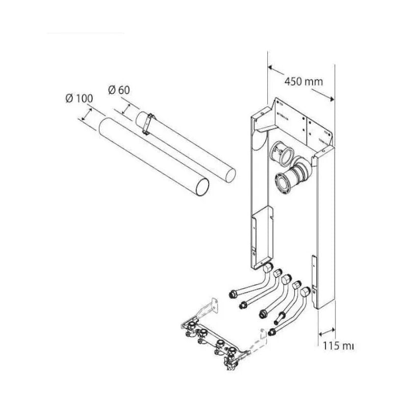 Saunier Duval - Ventouse sortie arrière latérale de remplacement avec applique
