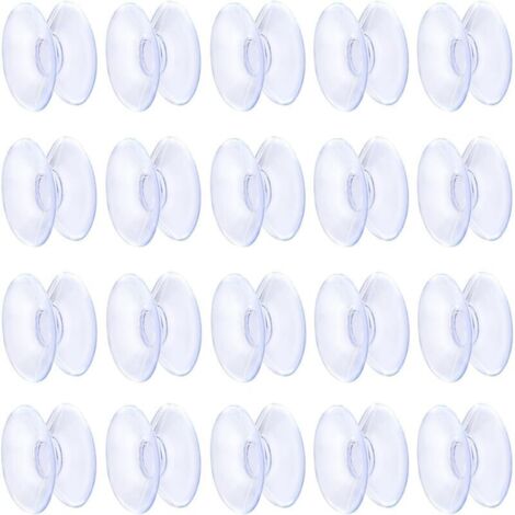 Ventouses à double face 2 cm - Ventouses en PVC transparent pour miroir de table en verre - Lot de 20