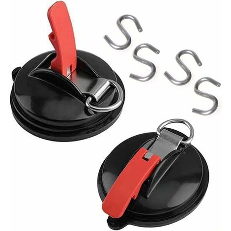 Ventouses de Voiture avec Crochets de Fixation en Forme de S, multifonction, outil d'ancrage, support de voiture, bagages, bâches, tentes, tendeurs de voiture (2pcs)LO-Ron