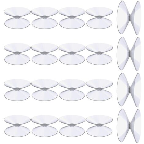 Ventouses Double Face, 20 Pièces 3 cm Ventouses Transparentes, Extra Fortes PVC Plastique Suspension Rideau Isolant Ventouse pour Miroir De Table En Verre, Miroir de fenêtre de salle