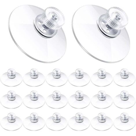 Ventouses en Plastique 40 mm Ventouse en PVC Transparent Support d'Aspiration Adhésif Puissant avec Écrou à Vis pour Tissu d'Ombre de Voiture Porte Verre Fenêtre Salle de Bain (20 Pièces)