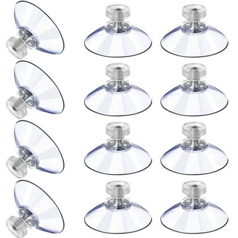Ventouses en Plastique Ventouse Anti-Collision Transparente en Caoutchouc Vis Écrou en Métal Ventouse Solide en PVC Transparent Remplacement avec Écrou de Vis Fontainebleau 12PCS