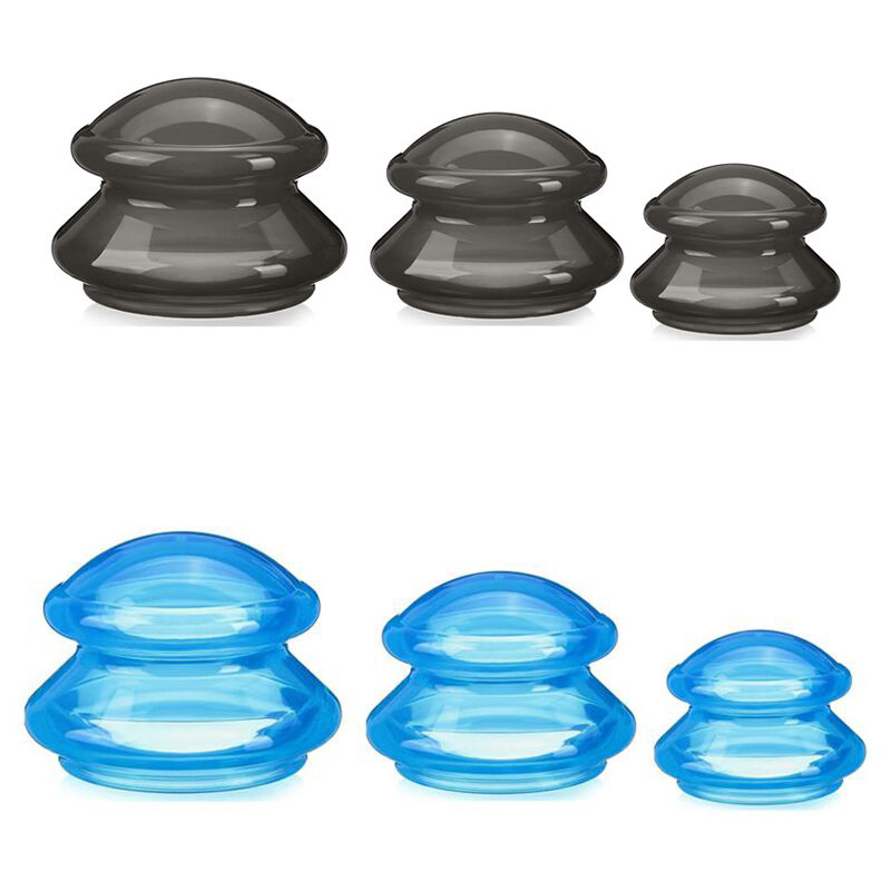 Ventouses en Silicone, Contient 6 Cuppers (Bleu + Noir),Il Convient à la Plupart des Parties du Corps, Peuvent Favoriser la Circulation Sanguine et