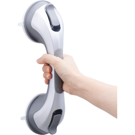 Ventouses pour poignée de douche, poignée de sécurité MAX 109 KG pour douche, barre d'appui étanche sans perçage (argent, courte)-AquaForge