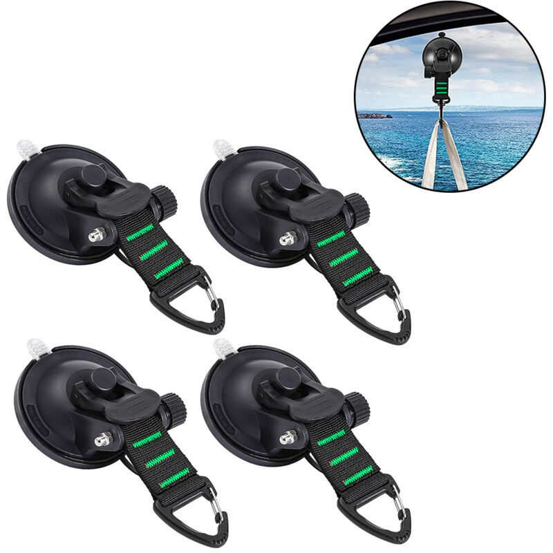 Ventouses robustes (4 pièces) avec crochets - Accessoire de fixation amélioré pour bâche de camping en voiture