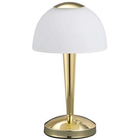VENTURA LAMPADA DA TAVOLO LED 4W 350lm, 3000K OTTONE LUCIDO CUPOLA VETRO .H29CM DIMMERABILE
