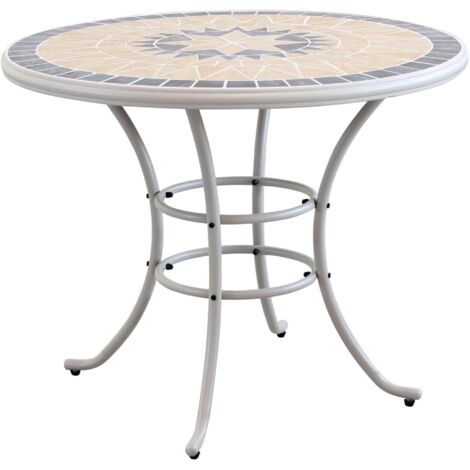 VENTUS - set tavolo in alluminio e teak Ø 90 x 74 h con 4 sedie Ventus