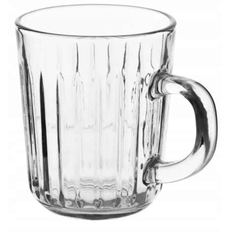 Venus 230 ml gestreifter Glasbecher mit Henkel für Kaffee und Tee