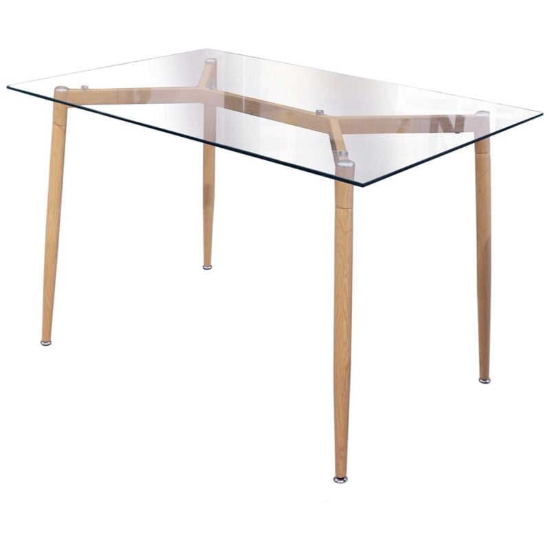 Altobuy - verana - Table Repas Rectangulaire Plateau en Verre