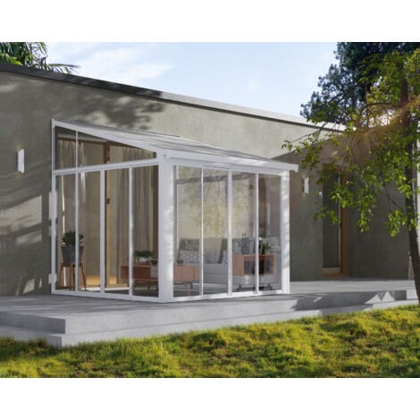 Véranda en aluminium blanc et polycarbonate SanRemo 9.2m²