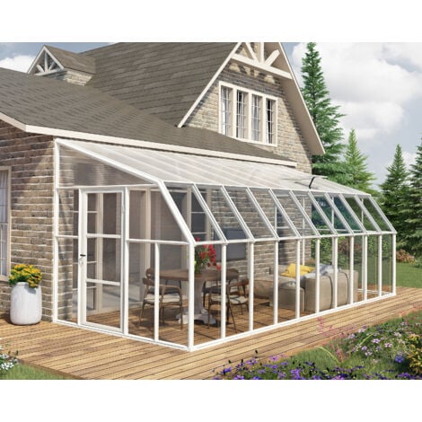 Véranda en aluminium blanc et polycarbonate Sun Room II 16.2m²