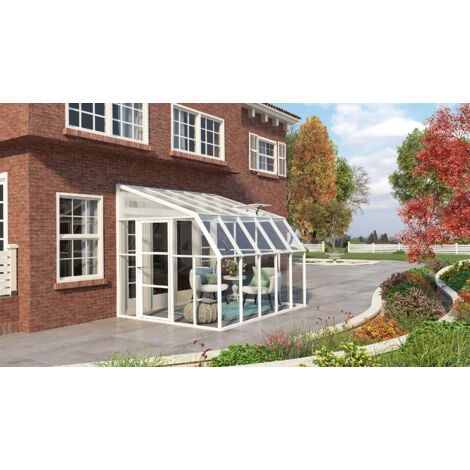 Véranda en aluminium blanc et polycarbonate Sun Room II 8.3m²