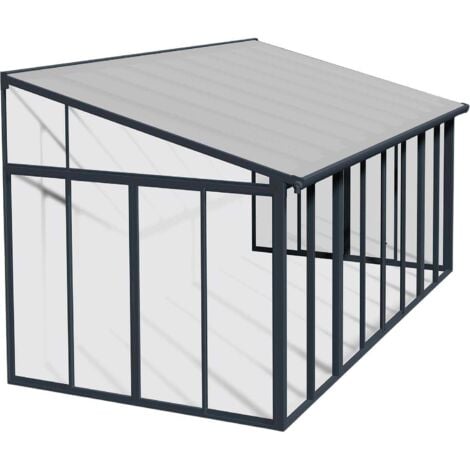 Véranda en aluminium gris et polycarbonate SanRemo 16.3m²