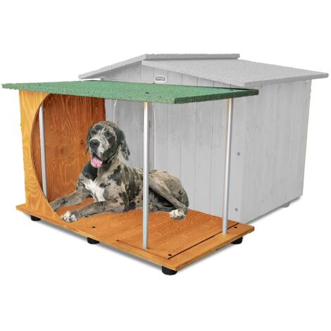 Veranda in Legno per Cuccia mod. Oasi da Esterno "Rinforzata" MADE IN ITALY E - Alano & Simili 121 x 60 x Alt. 72