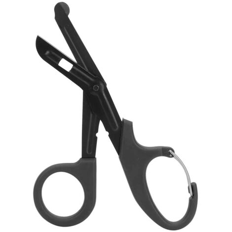 Verbandschere aus Edelstahl mit feinen Zähnen für die Erste Hilfe (Schwarz)