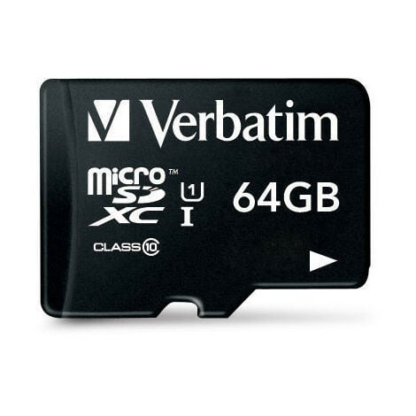 Verbatim 64GB microSDXC - 64 Go - MicroSDXC - Classe 10 - Noir (44014)