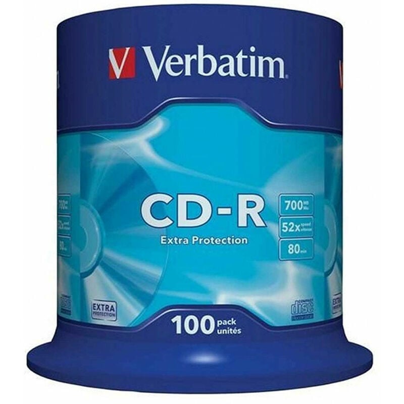 Verbatim - cd-r 52x certifié, 100 pièces en cake box (43411)