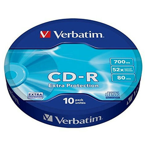 Verbatim CD-R 52X 700MB 10PK OPS Wrap EP - CD-R - 700 Mo - 10 pièce(s) - 120 mm - 52x - Fuseau (43725)