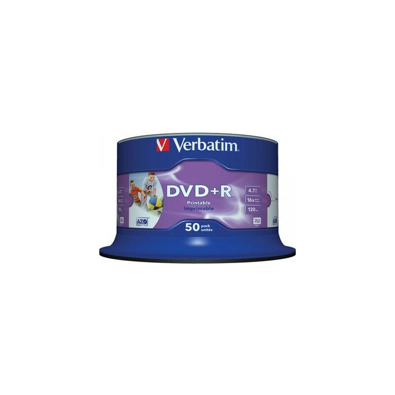 Verbatim - dvd+r imprimable full-surface avec id, 16x, 50 pièces en cakebox (43651)