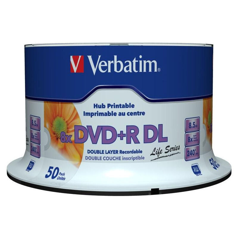 Verbatim DVD+R8,5gb 8x double layer printable, 50 pieces en cake us ver (97693)