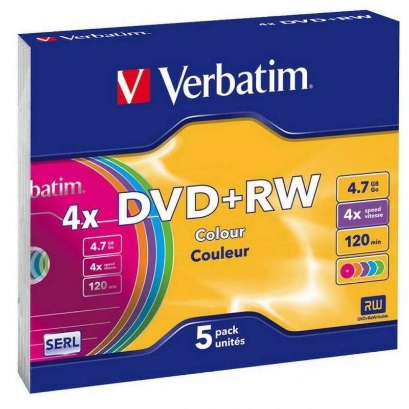 

Verbatim dvdmasrw 47gb 4x 5 pack slim case superficie 5 colores