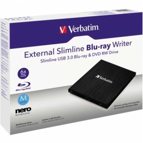 Verbatim External Slimline Optisches Laufwerk Blu-Ray RW Schwarz
