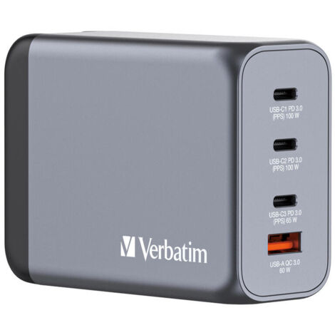 Verbatim GNC-200 GaN Charg. 200W 3xUSB-C PD, 1xUSB-A QC 3.0 32204