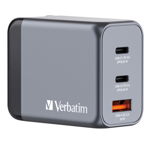Verbatim GNC-65 Caricabatterie Universale AC Ricarica Rapida Interno Nero Grigio