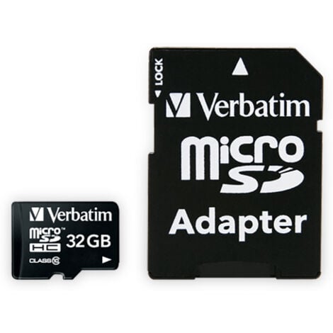 Verbatim EX-Micro SD Card 32GB SDHC Class 10 inkl. Adapter (1) (44083)