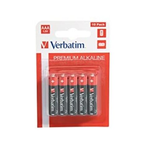 VERBATIM Premium AAA Alkaline Batteries I 1.5V I AAA-LR03 Micro I AAA Batteries I Batteries pour lecteur MP3 de, appareil photo, télécommande, rasoir et plus I Premium Alkaline Battery I 10 pcs.