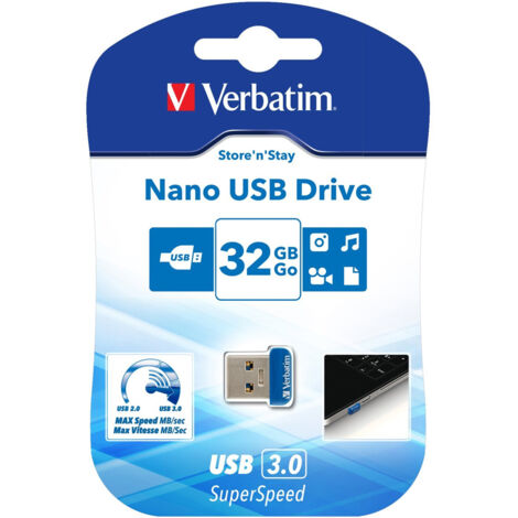Verbatim Store 'n' Stay Nano lecteur USB flash USB Type-A 3.2 Gen 1 (3.1 Gen 1) Bleu