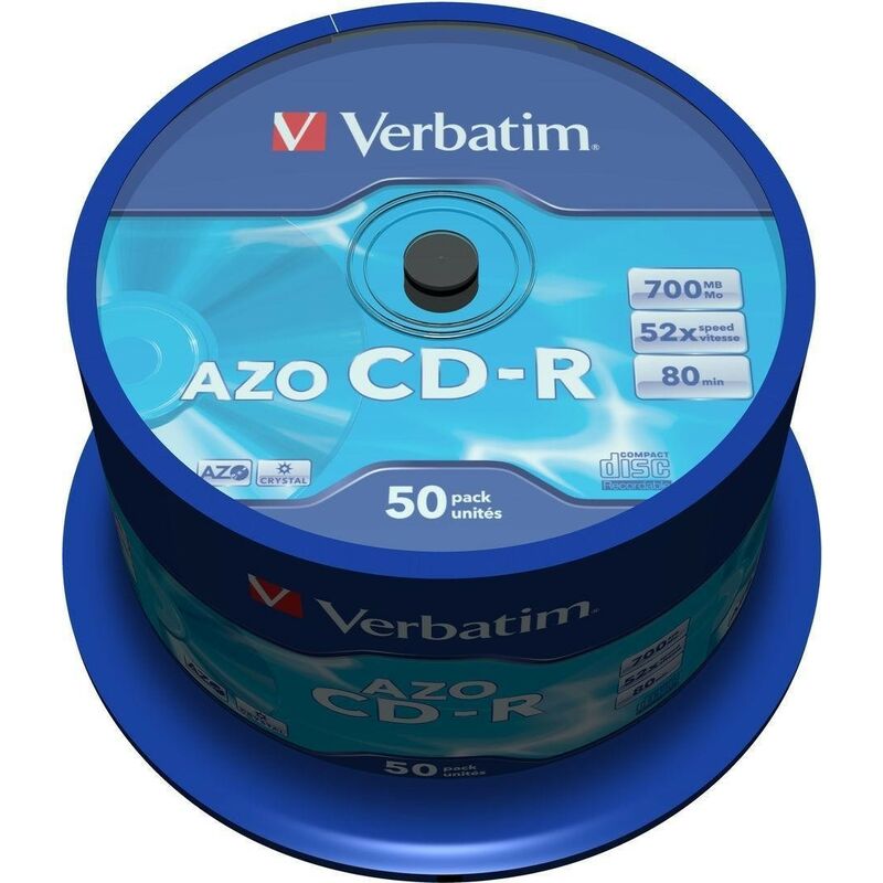 

Verbatim cd-r azo 700mb 52x 50 pack spindle superficie crystal