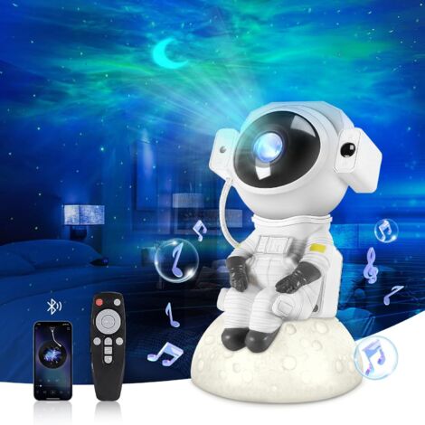 Verbesserter Astronauten-Galaxienprojektor, Sternenprojektor-Nachtlicht mit Musik, Fernbedienung und um 360° verstellbarem Nebel-Galaxienlichtprojektor