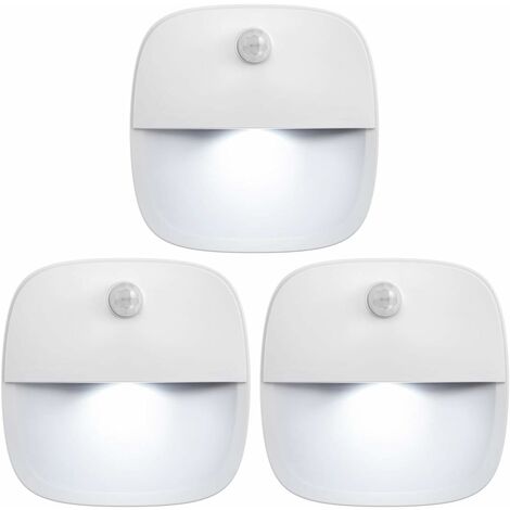 Verbessertes Bewegungssensorlicht, kabelloses batteriebetriebenes LED-Nachtlicht, Wandleuchte, Schrankbeleuchtung, sichere Beleuchtung für Treppen, Flur, Badezimmer, Küche, Schrank (Weiß - 3er-Pack)