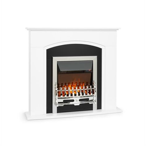 Verbier Electric Fireplace 1000 / 2000W LED Fire Remote Control MDF White - White