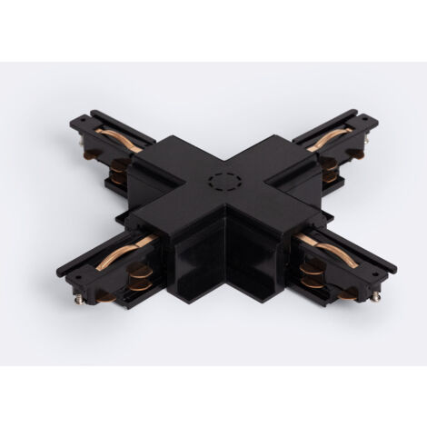 Verbinder Typ X für 3-Phasenstromschiene DALI Track Einbau Aluminium Schwarz