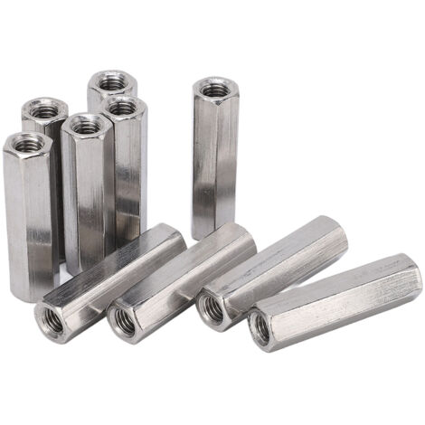 [Verbindungsteile] Satz mit 10 M8x1,25 L50mm Sechskant-Verbindungsmuttern, Edelstahl 304, professionelle industrielle Verschraubung
