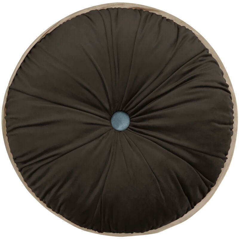 Rond Bouton Capitonné Lit Décoratif Jeter Oreiller Citrouille Plissé Canapé Chaise Coussin Velours, Café, 38x38x8cm - Vercart