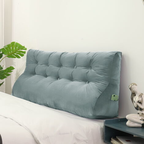 VERCART Compensé Coussin de lecture Triangulaire de Repos au lit Dossier Tête de lit Soutien Dorsal Oreiller Décoratif, Gris Velours, 160 x 25 x 55 cm