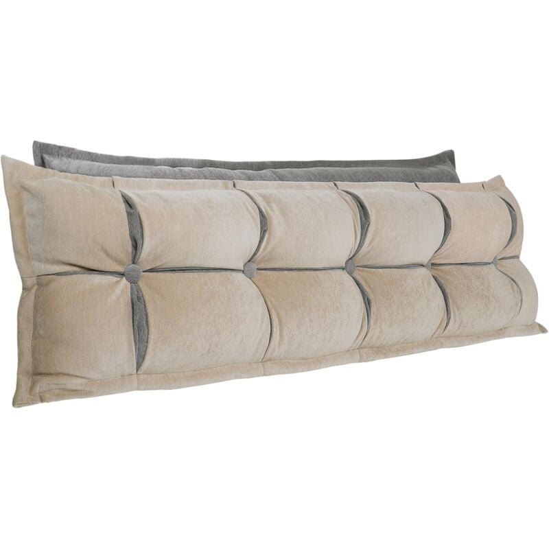 Vercart - Coussin de dossier de lit 2 couches, coussin de lecture pour lit et canapé, épais, beige, 140 cm